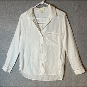 Cloth & Stone Button Up Shirt Womens Small White Tencell Coastal Pocket Classic‎
